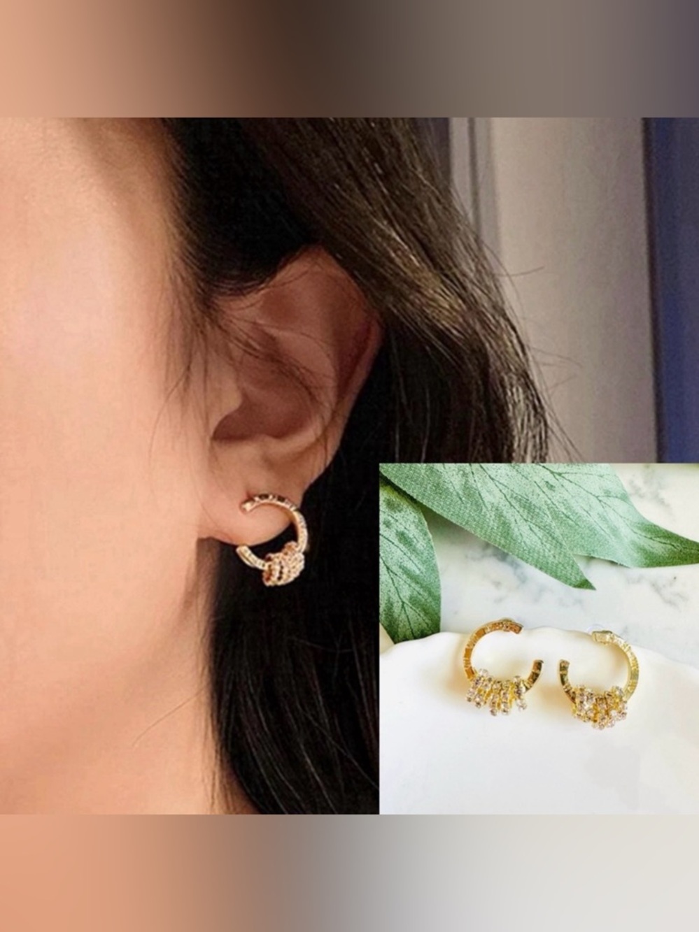 2/$30🌵 Gold Roman Numeral Circle Earrings Hoop Vintage Style Boho Jewelry NEW